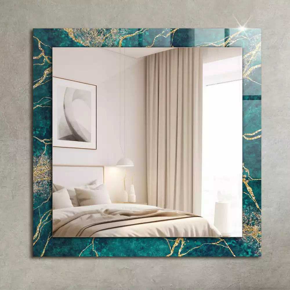 Miroir rectangulaire à cadre imprimé marbre émeraude
