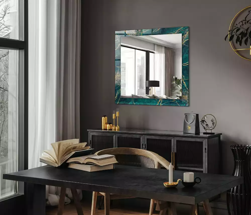 Miroir rectangulaire à cadre imprimé marbre émeraude