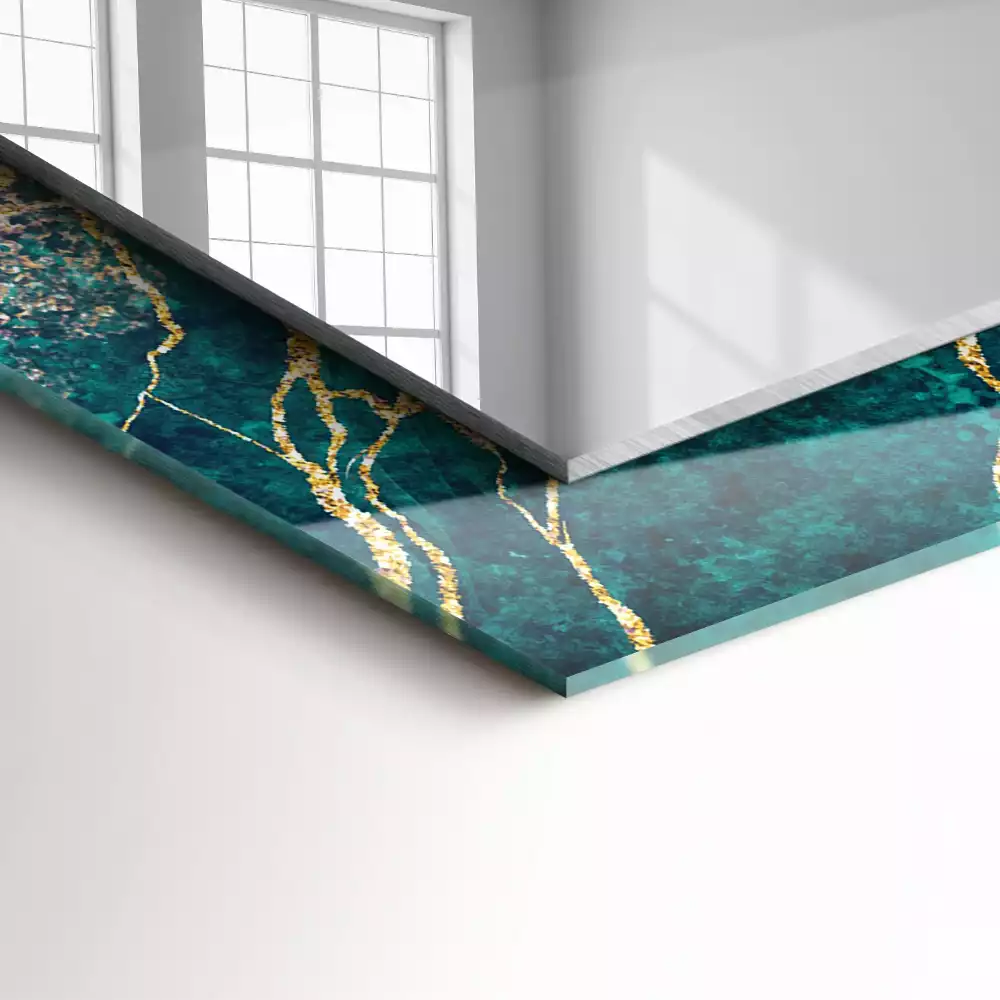 Miroir rectangulaire à cadre imprimé marbre émeraude
