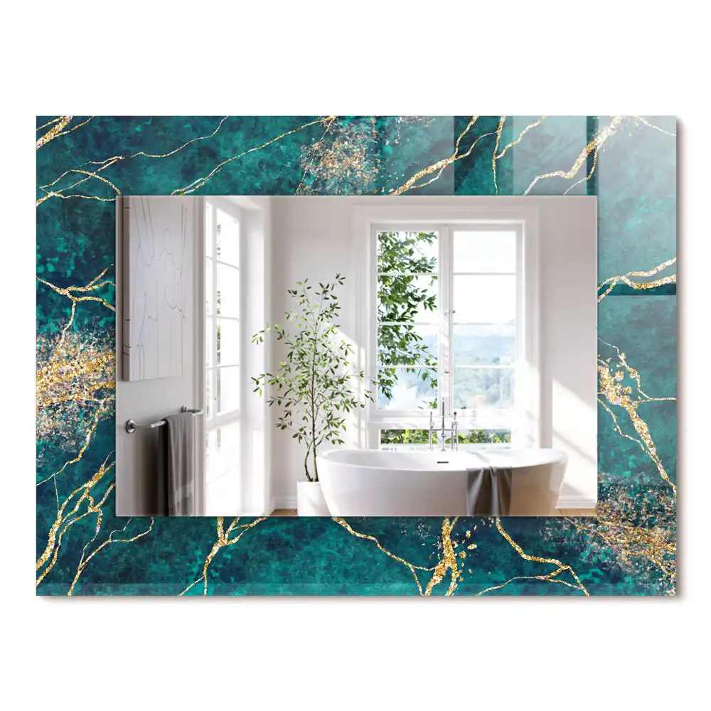 Miroir rectangulaire à cadre imprimé marbre émeraude