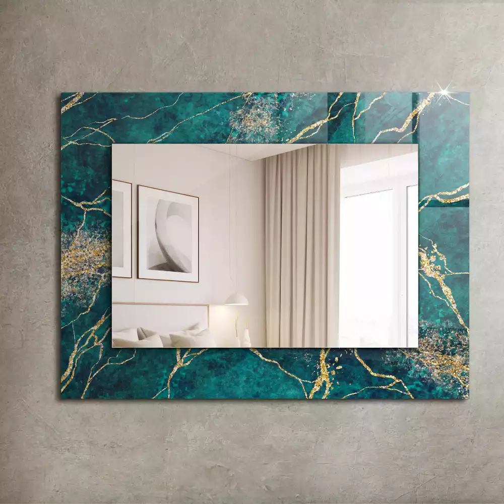 Miroir rectangulaire à cadre imprimé marbre émeraude