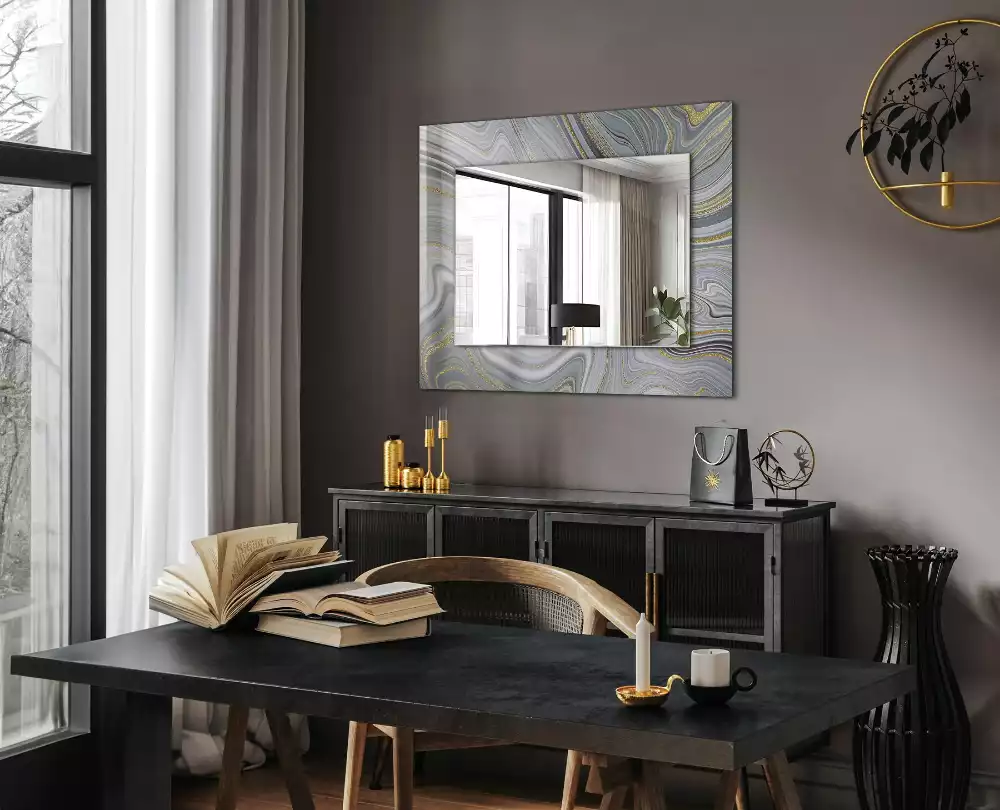 Miroir rectangulaire décoratif motifs de marbre abstrait