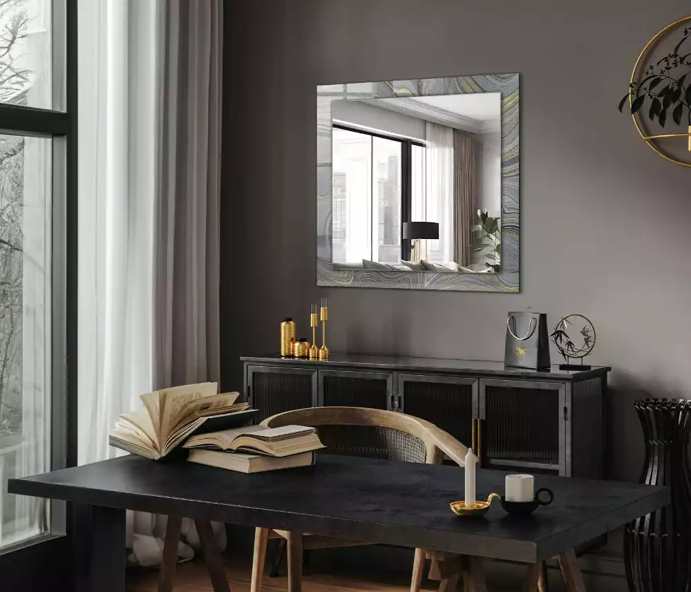 Miroir rectangulaire décoratif motifs de marbre abstrait