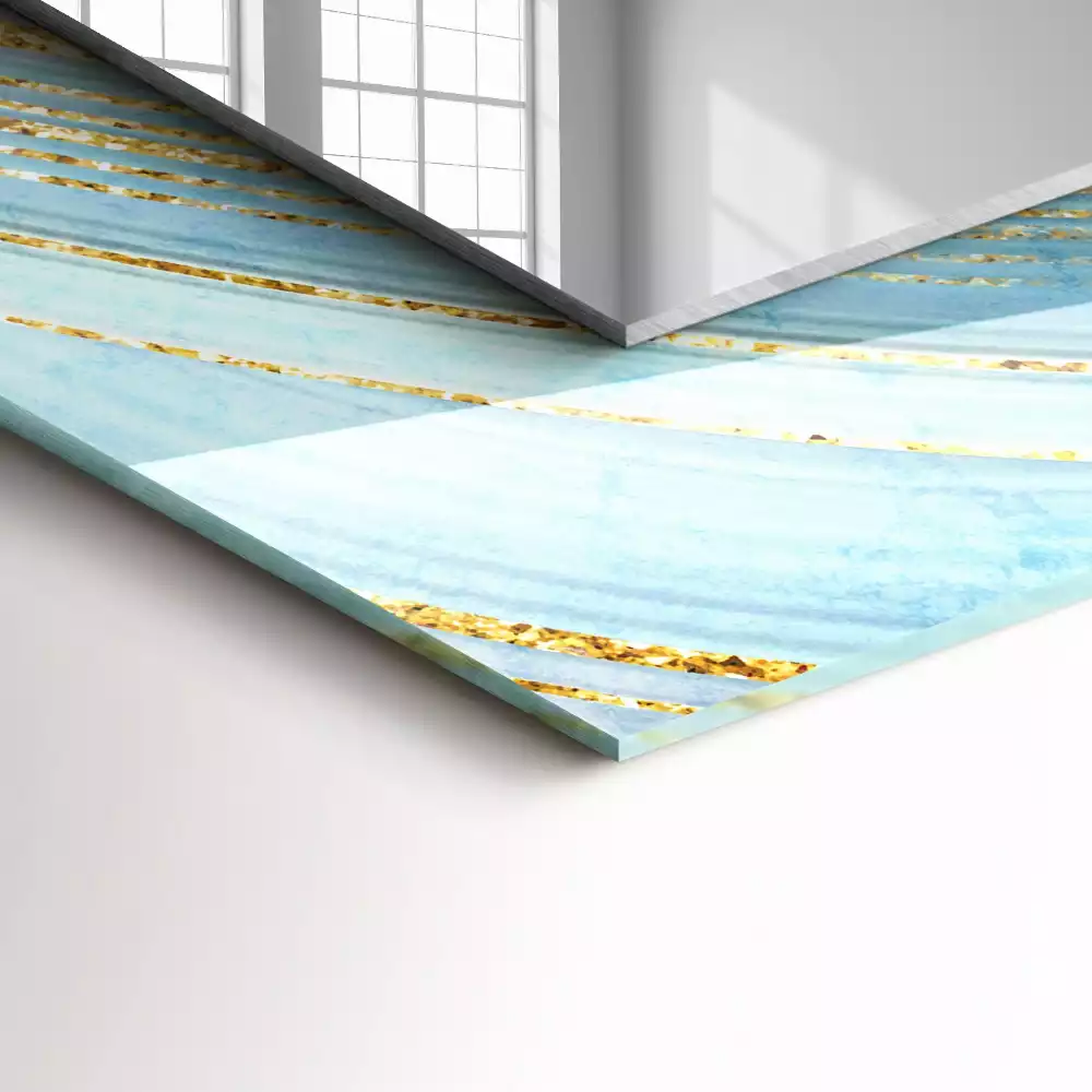 Miroir rectangulaire imprimé vagues bleues abstraites