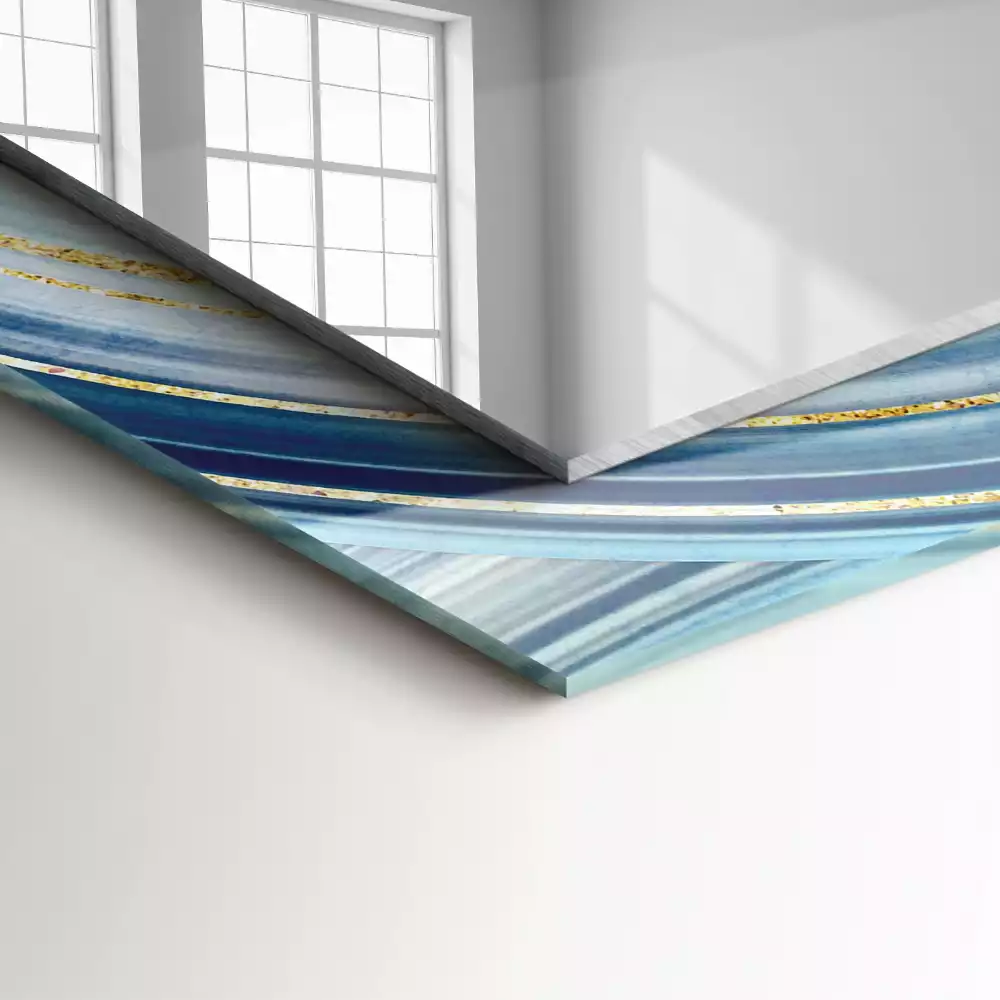 Miroir rectangulaire imprimé vagues bleues abstraites