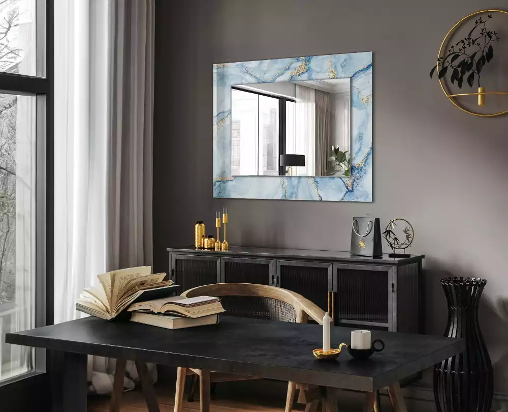 Miroir rectangulaire décoratif imprimé motif de marbre abstrait