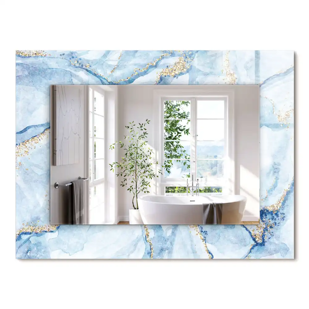 Miroir rectangulaire décoratif imprimé motif de marbre abstrait