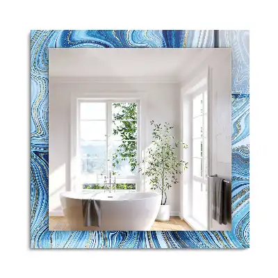 Miroir rectangulaire avec cadre imprimé motif bleu abstrait