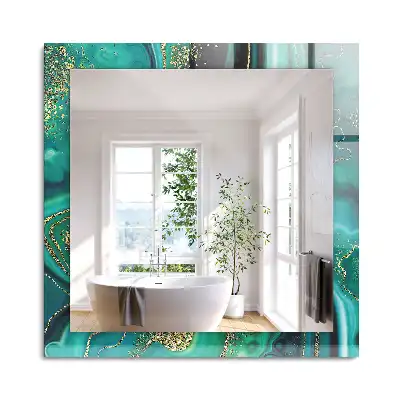 Miroir rectangulaire à cadre imprimé structure verte abstraite