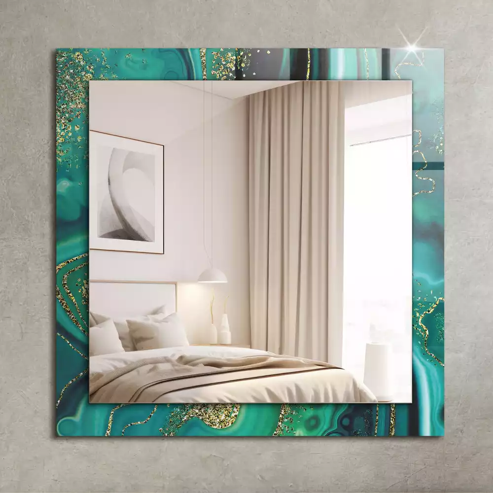 Miroir rectangulaire à cadre imprimé structure verte abstraite