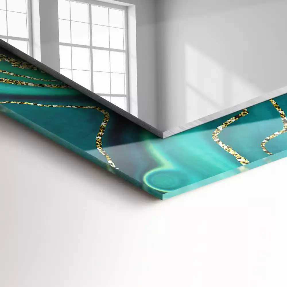 Miroir rectangulaire à cadre imprimé structure verte abstraite