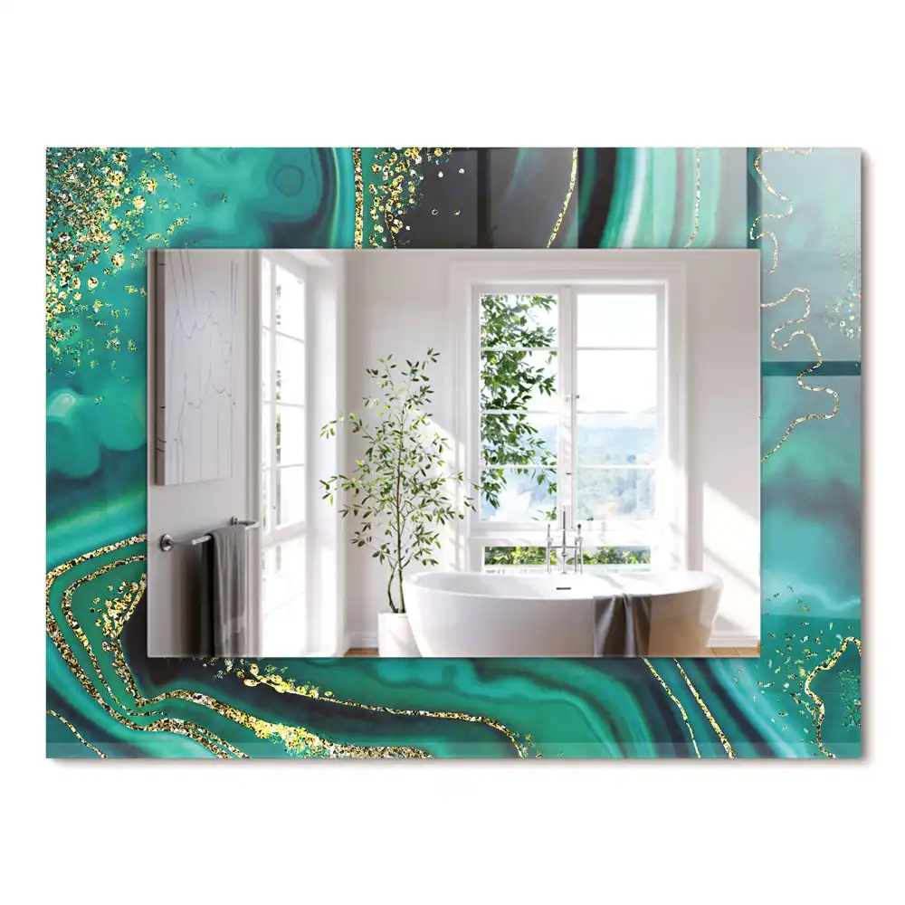 Miroir rectangulaire à cadre imprimé structure verte abstraite