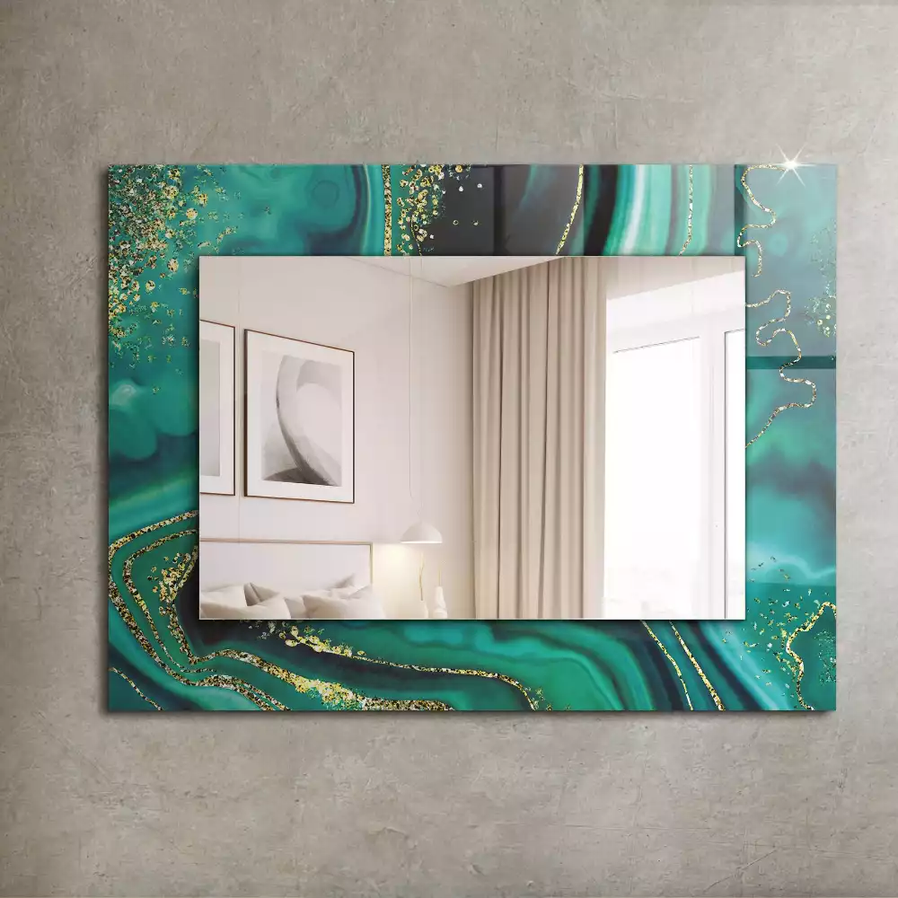 Miroir rectangulaire à cadre imprimé structure verte abstraite