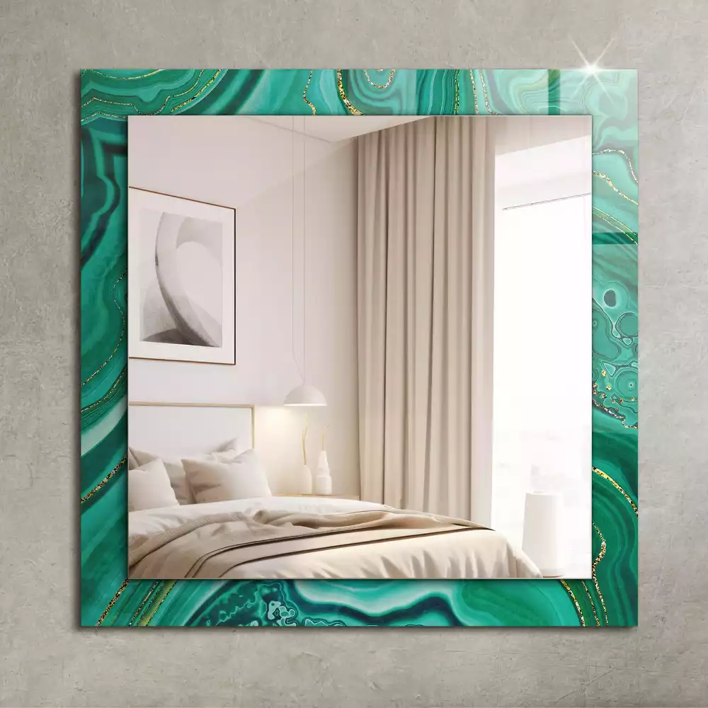 Miroir rectangulaire décoratif structure verte abstraite