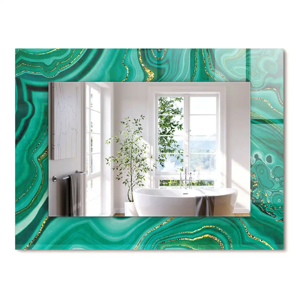 Miroir rectangulaire décoratif structure verte abstraite
