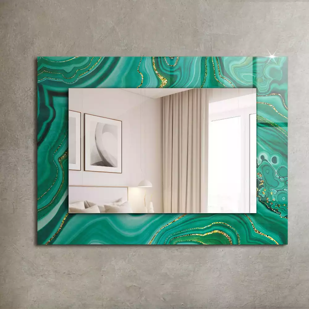 Miroir rectangulaire décoratif structure verte abstraite