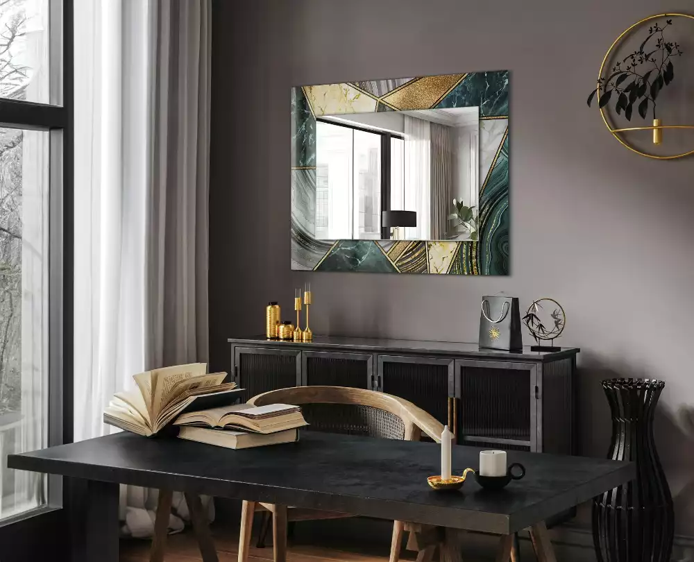 Miroir rectangulaire imprimé motifs géométriques abstraits