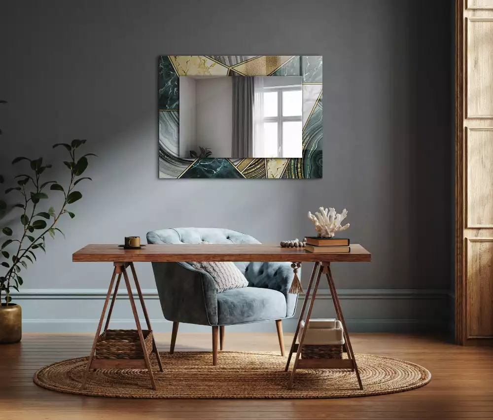 Miroir rectangulaire imprimé motifs géométriques abstraits