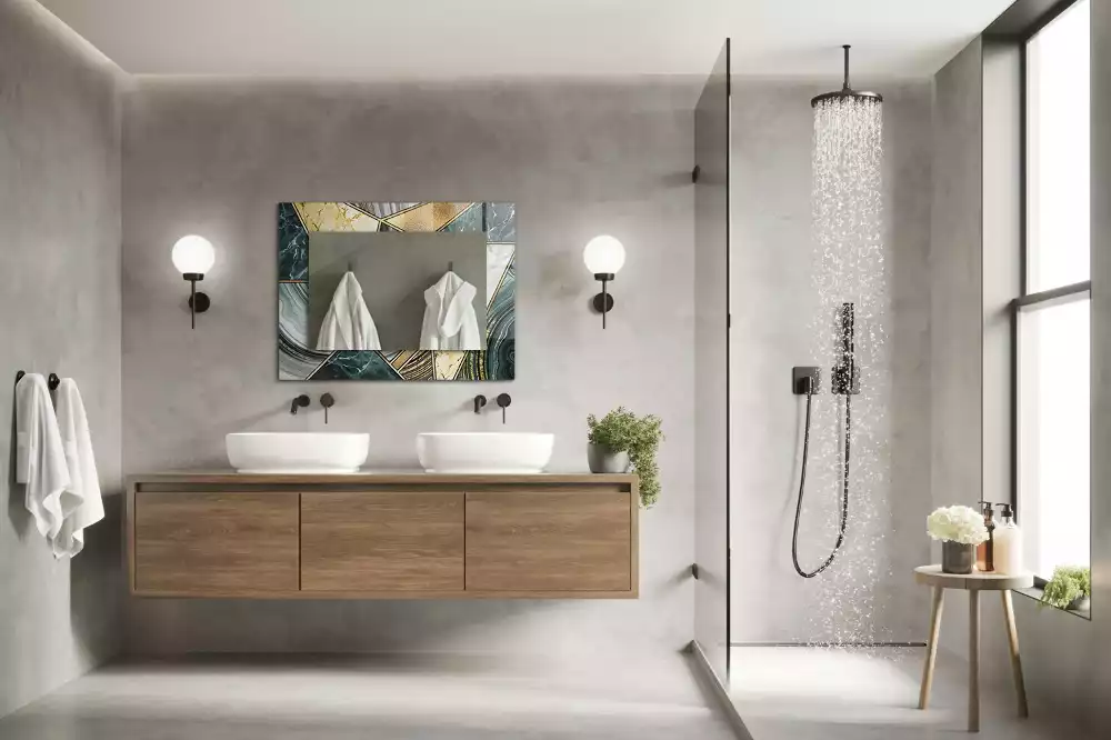 Miroir rectangulaire imprimé motifs géométriques abstraits
