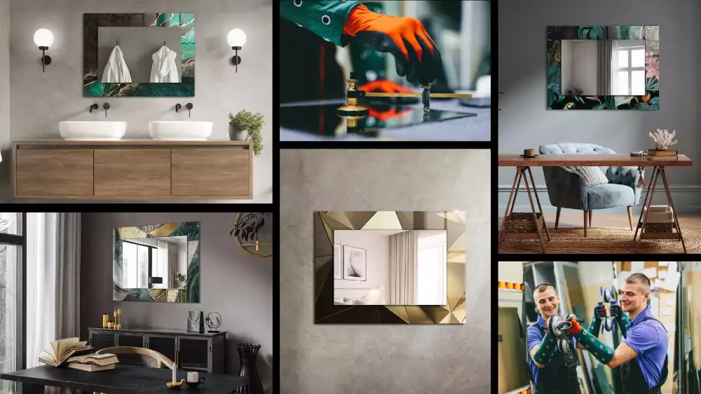 Miroir rectangulaire imprimé motifs géométriques abstraits