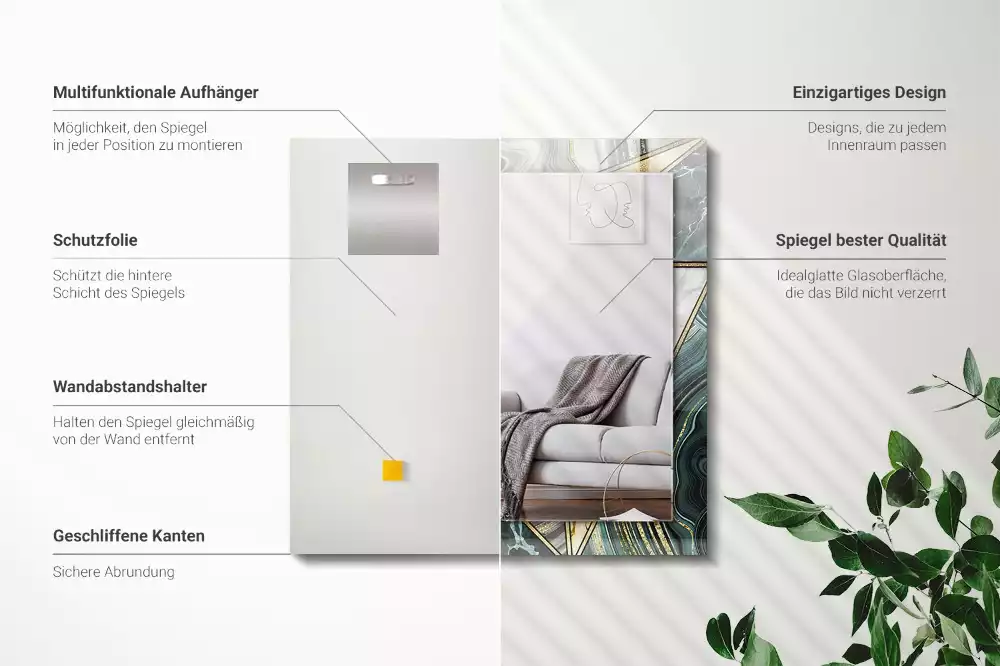 Miroir rectangulaire imprimé motifs géométriques abstraits