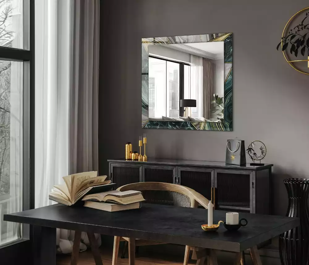 Miroir rectangulaire imprimé motifs géométriques abstraits