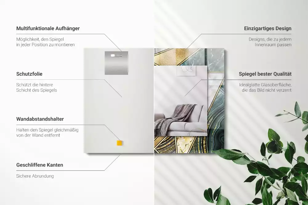 Miroir rectangulaire imprimé motifs géométriques abstraits