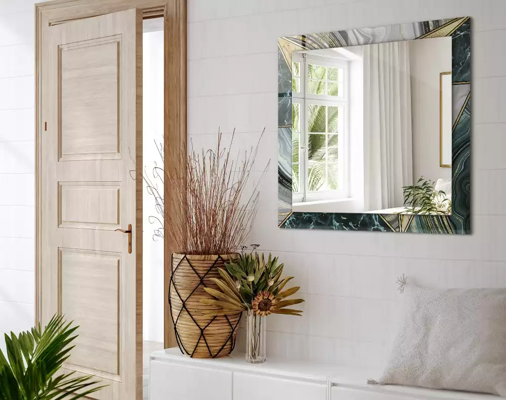 Miroir rectangulaire imprimé motifs géométriques abstraits