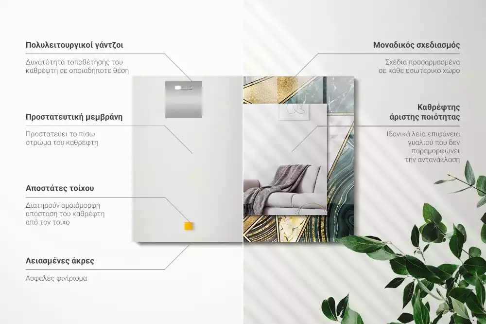 Miroir rectangulaire imprimé motifs géométriques abstraits