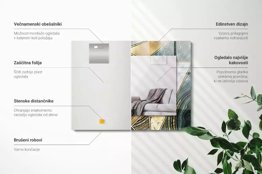 Miroir rectangulaire imprimé motifs géométriques abstraits