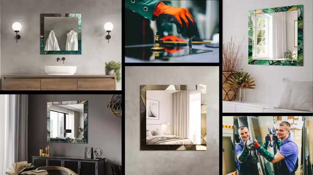 Miroir rectangulaire imprimé motifs géométriques abstraits
