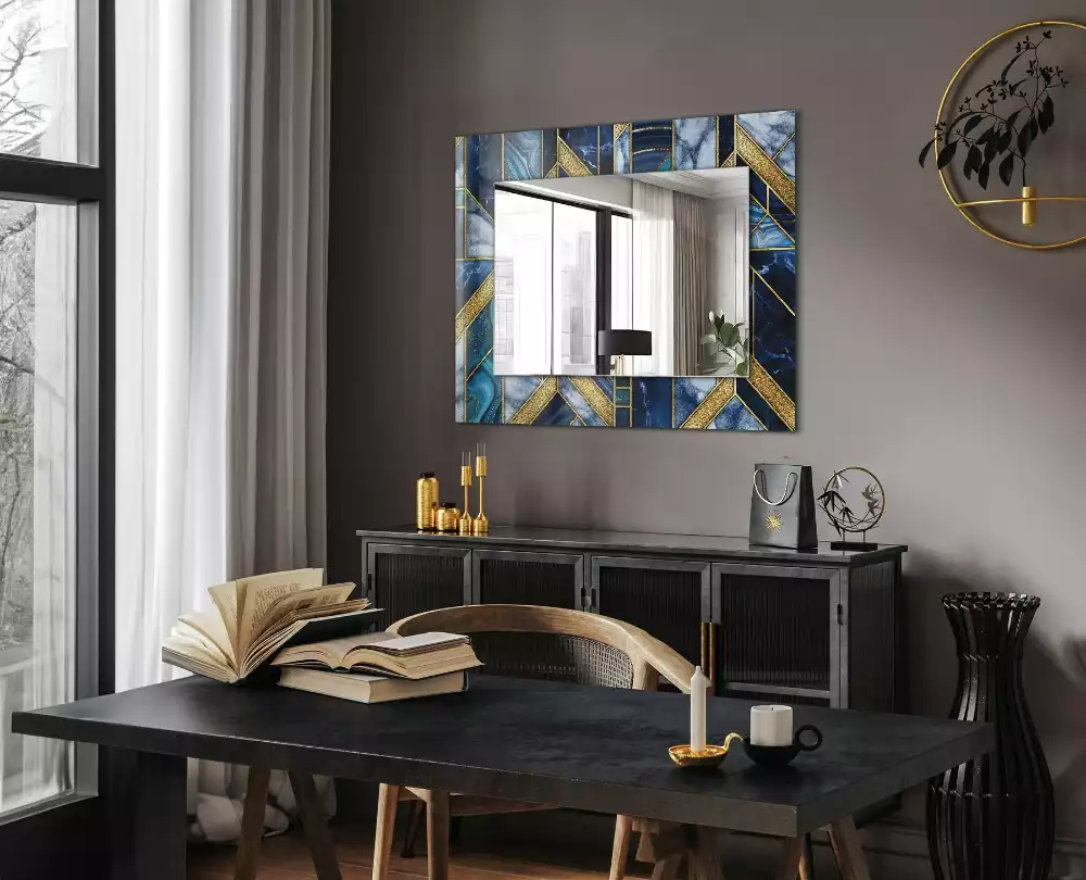 Miroir rectangulaire décoratif imprimé mosaïque géométrique abstraite