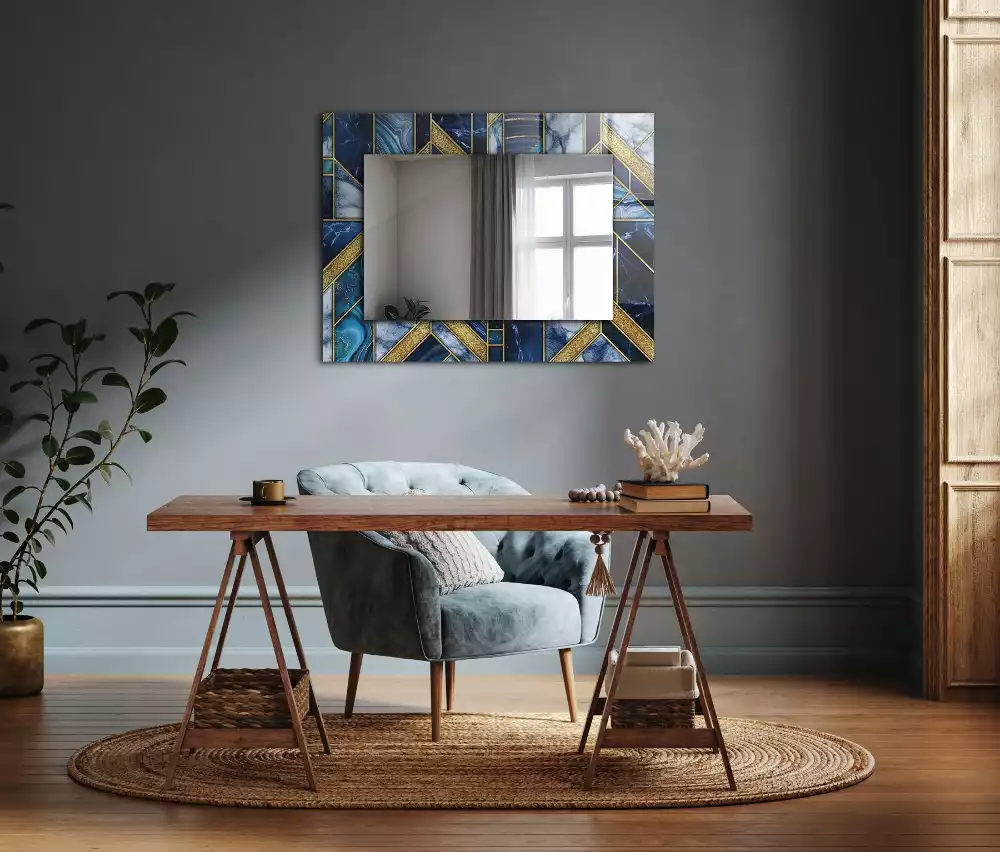Miroir rectangulaire décoratif imprimé mosaïque géométrique abstraite