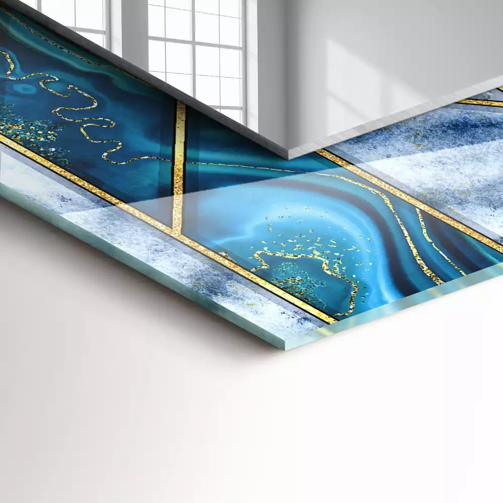 Miroir rectangulaire décoratif imprimé mosaïque géométrique abstraite