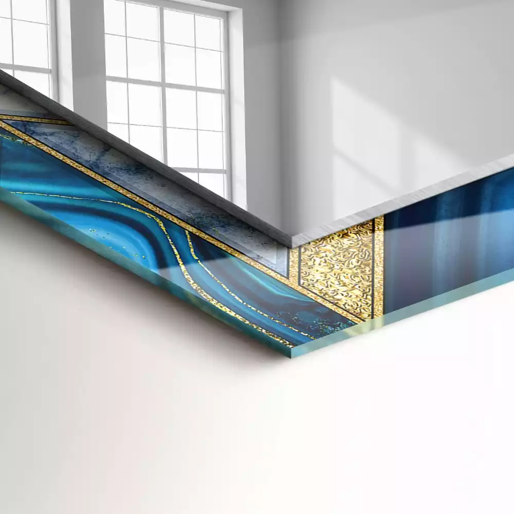 Miroir rectangulaire décoratif imprimé mosaïque géométrique abstraite