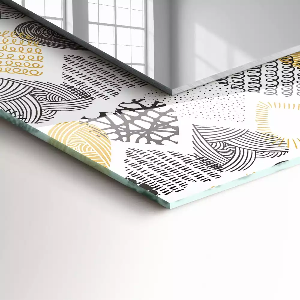 Miroir rectangulaire avec cadre imprimé petits cœurs colorés