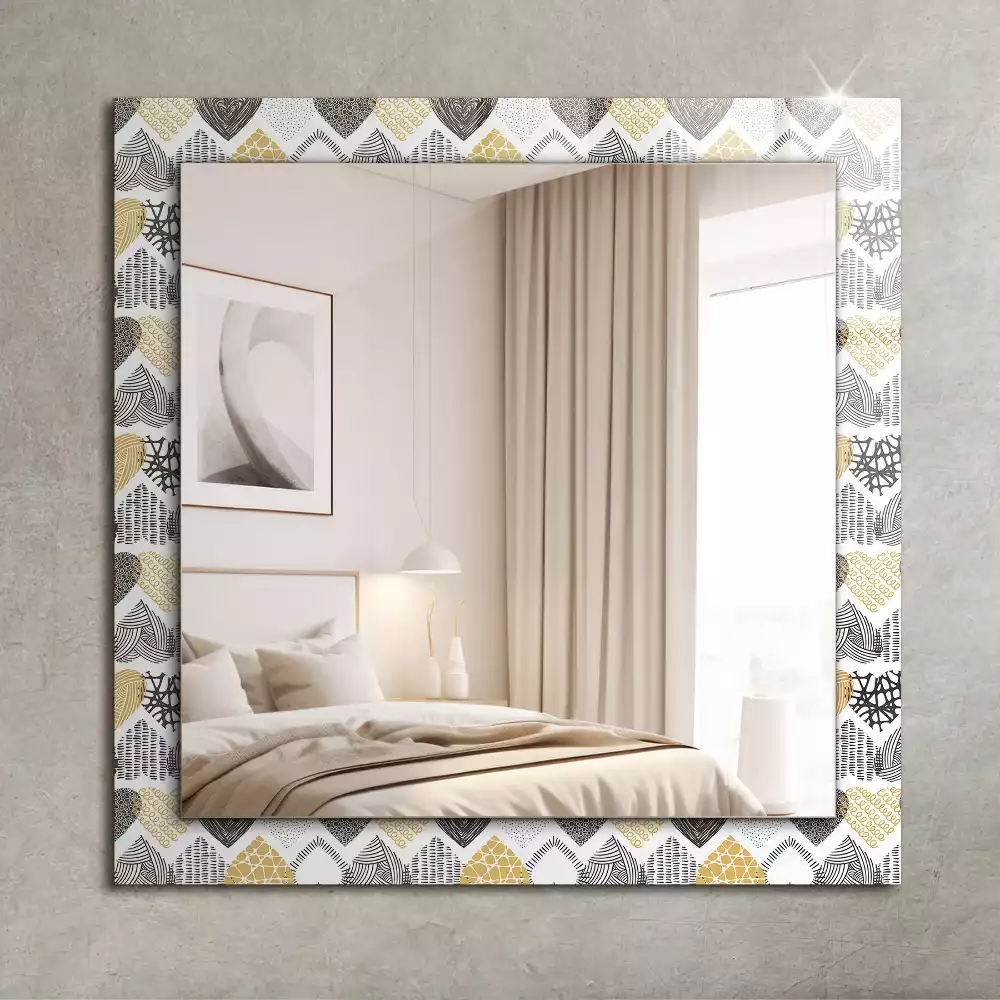 Miroir rectangulaire avec cadre imprimé petits cœurs colorés