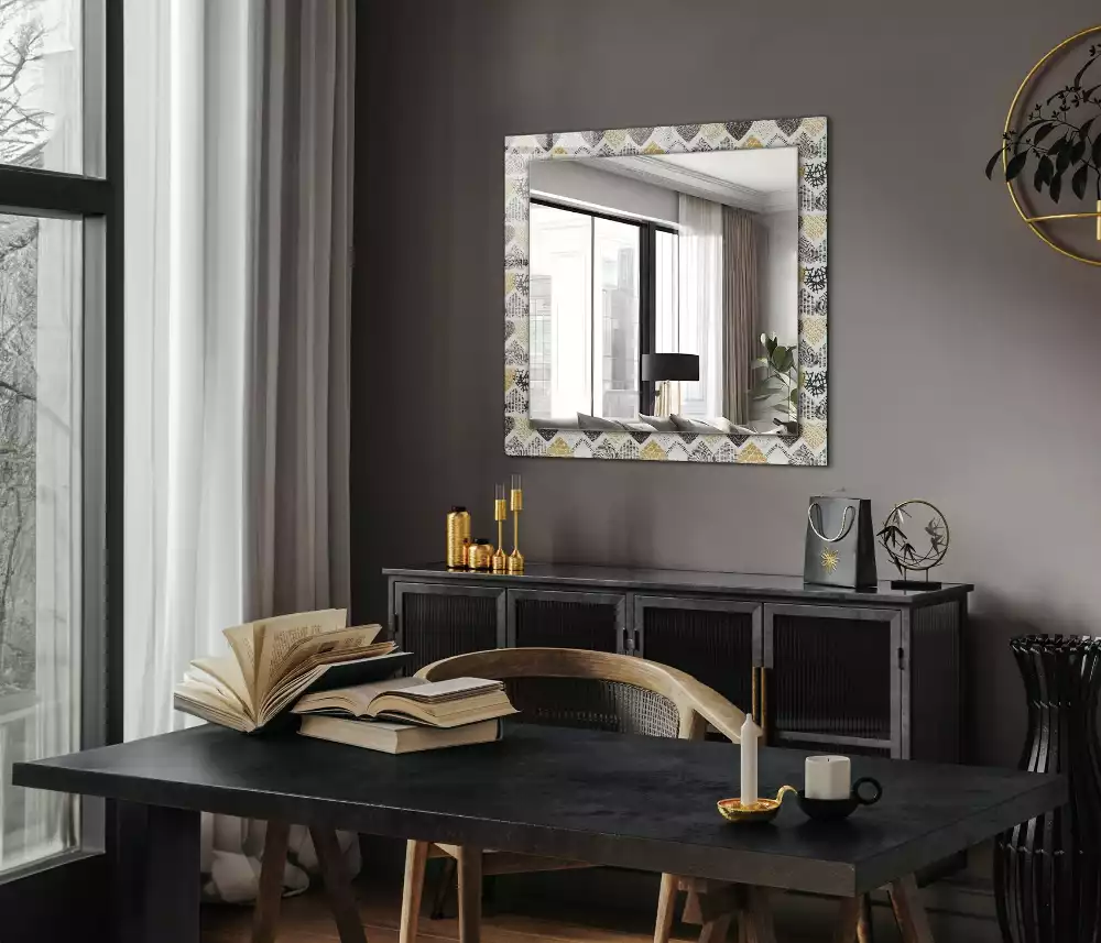 Miroir rectangulaire avec cadre imprimé petits cœurs colorés