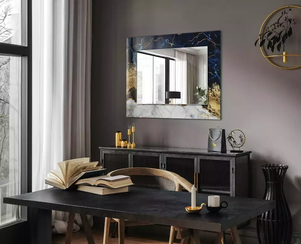 Miroir rectangulaire décoratif abstraction de marbre