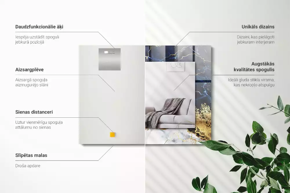 Miroir rectangulaire décoratif abstraction de marbre