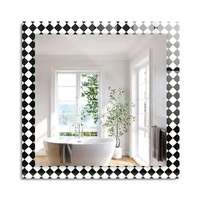 Miroir rectangulaire décoratif imprimé damier noir et blanc