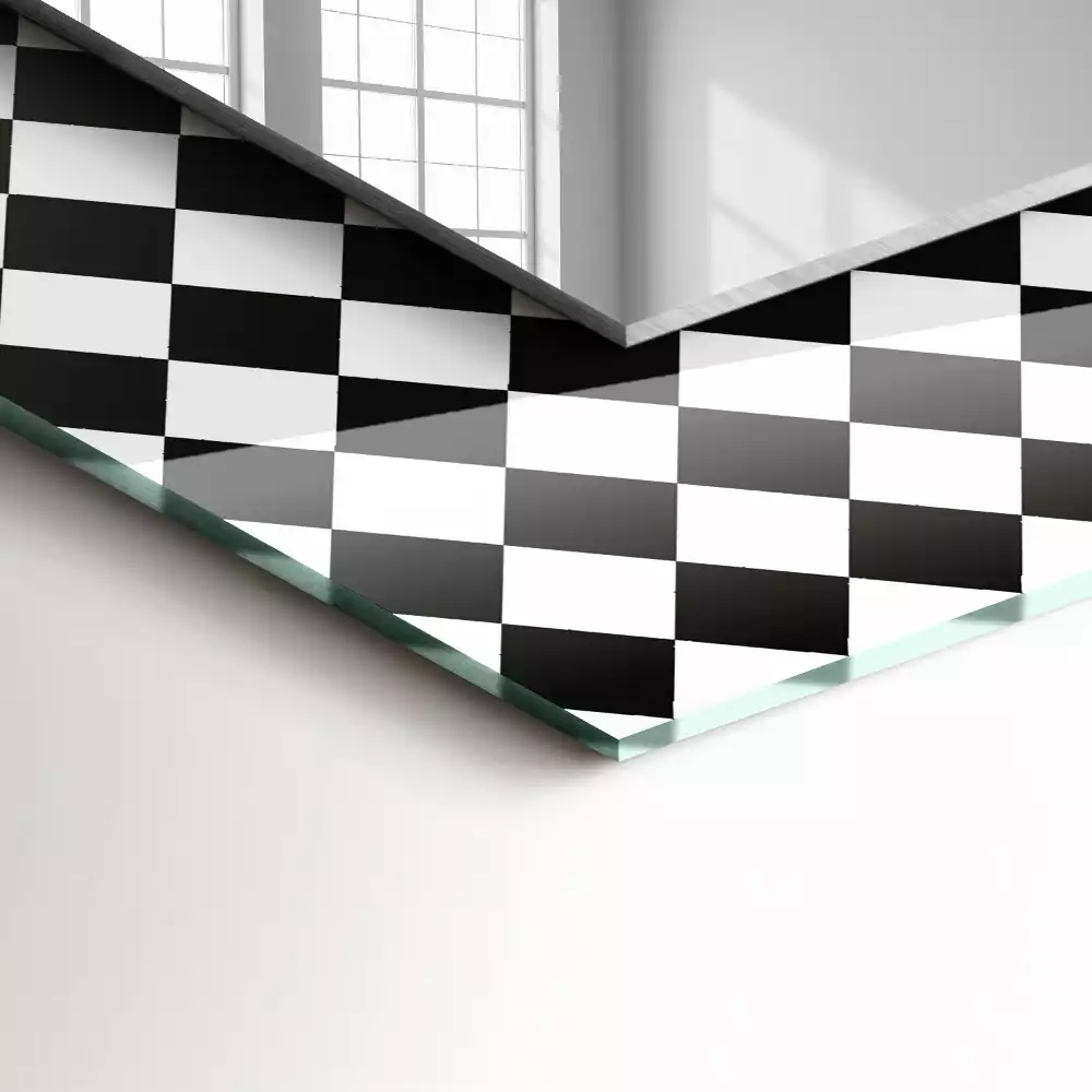Miroir rectangulaire décoratif imprimé damier noir et blanc