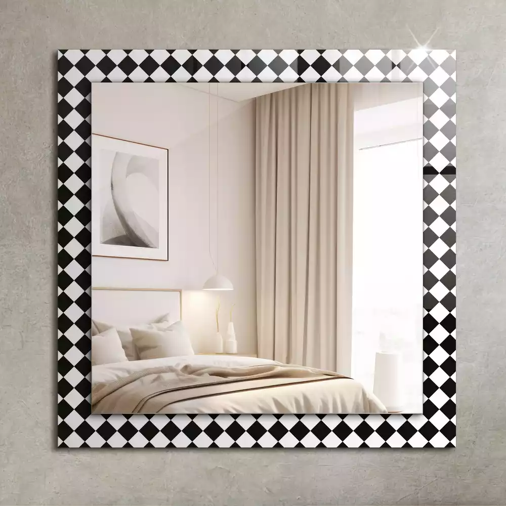 Miroir rectangulaire décoratif imprimé damier noir et blanc