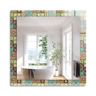 Miroir rectangulaire à cadre imprimé mosaïque de carreaux colorés