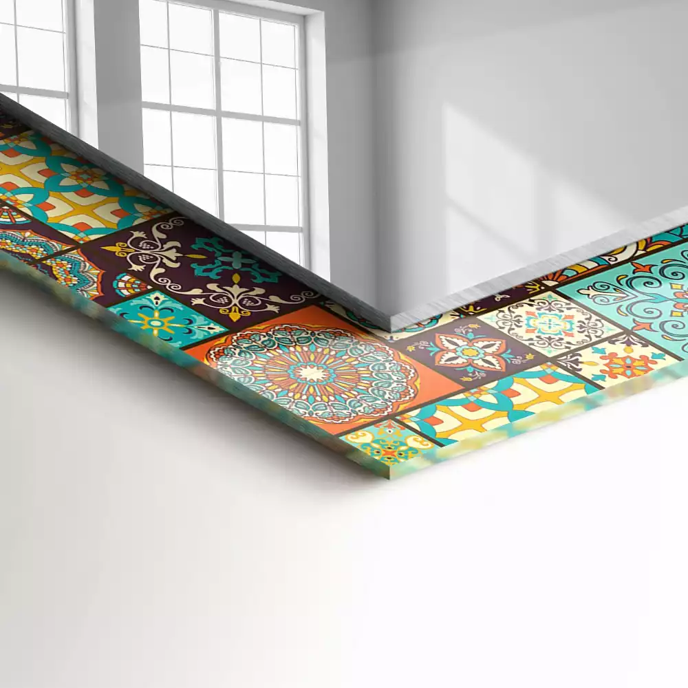 Miroir rectangulaire à cadre imprimé mosaïque de carreaux colorés