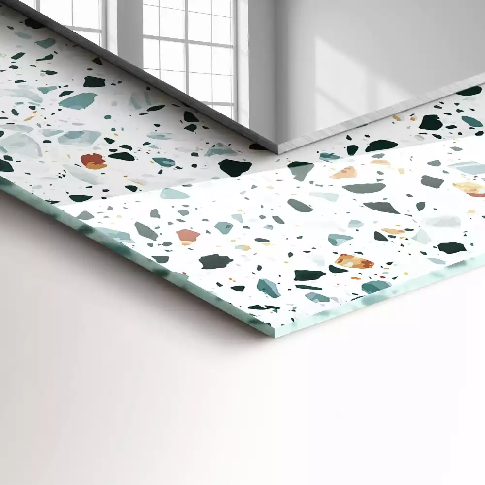 Miroir rectangulaire décoratif mosaïque style terrazzo