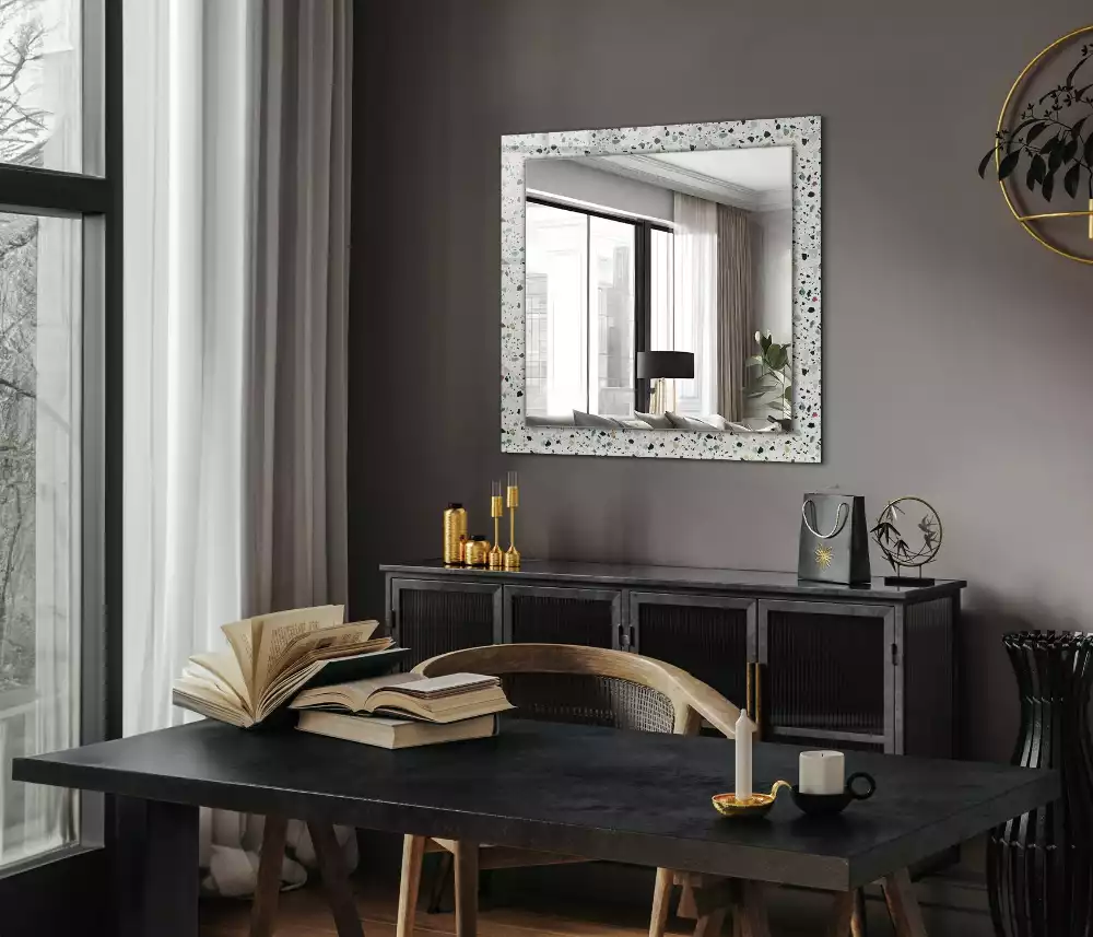 Miroir rectangulaire décoratif mosaïque style terrazzo
