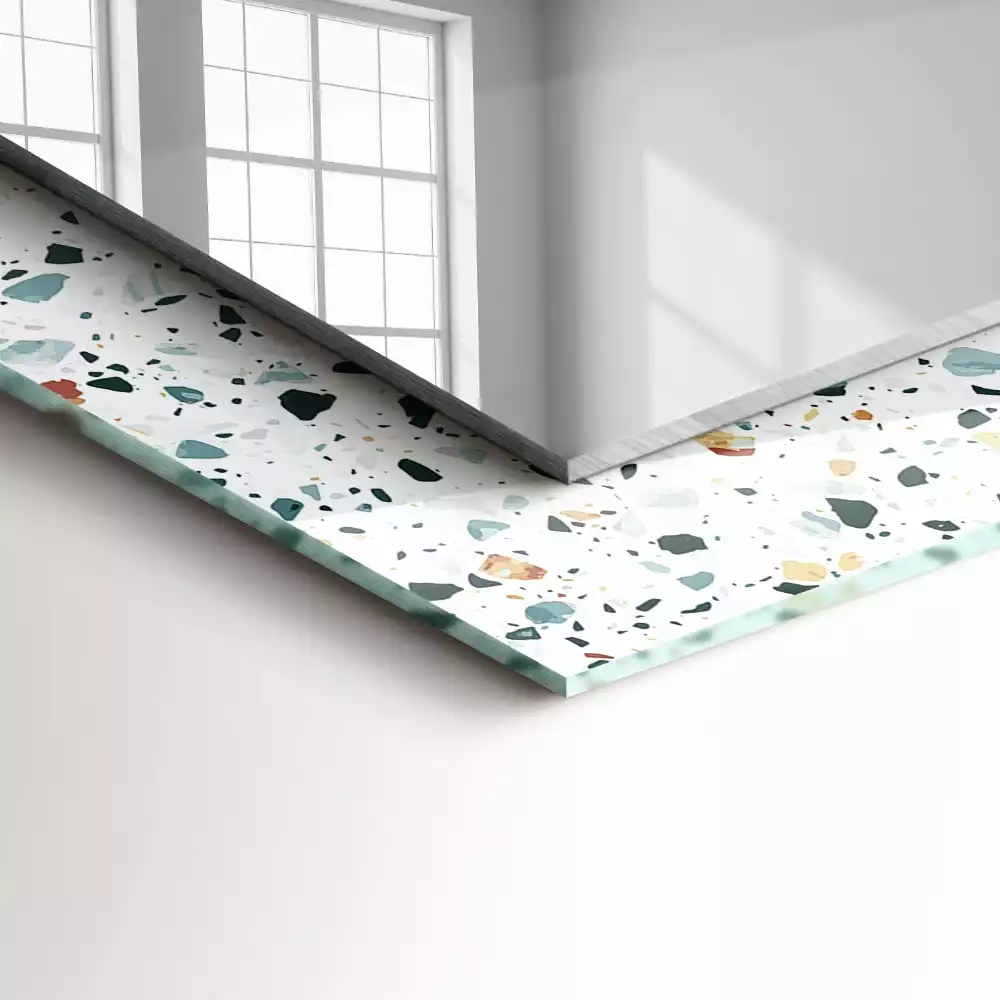 Miroir rectangulaire décoratif mosaïque style terrazzo