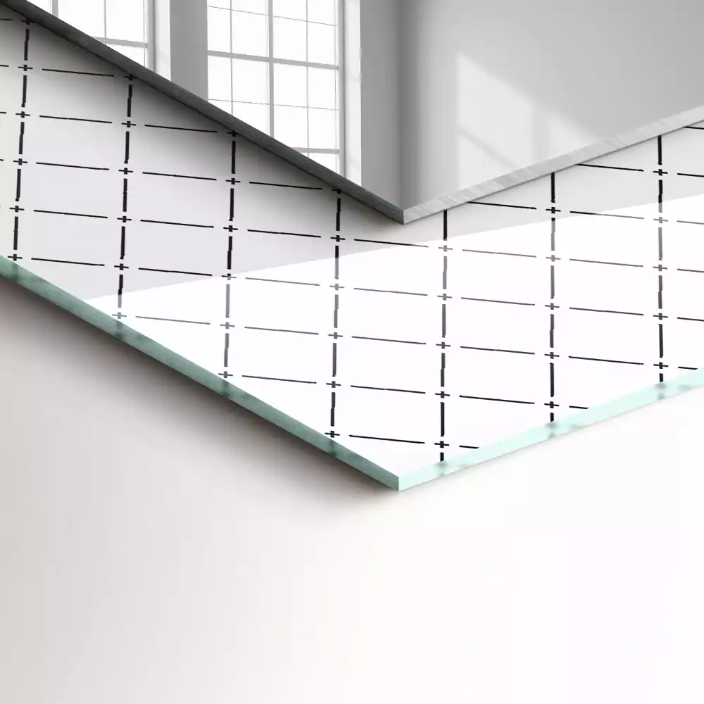 Miroir rectangulaire imprimé motif à carreaux et lignes