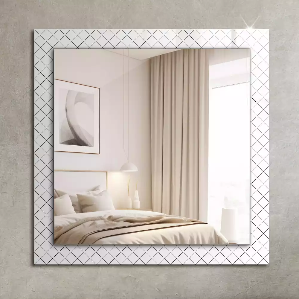Miroir rectangulaire imprimé motif à carreaux et lignes